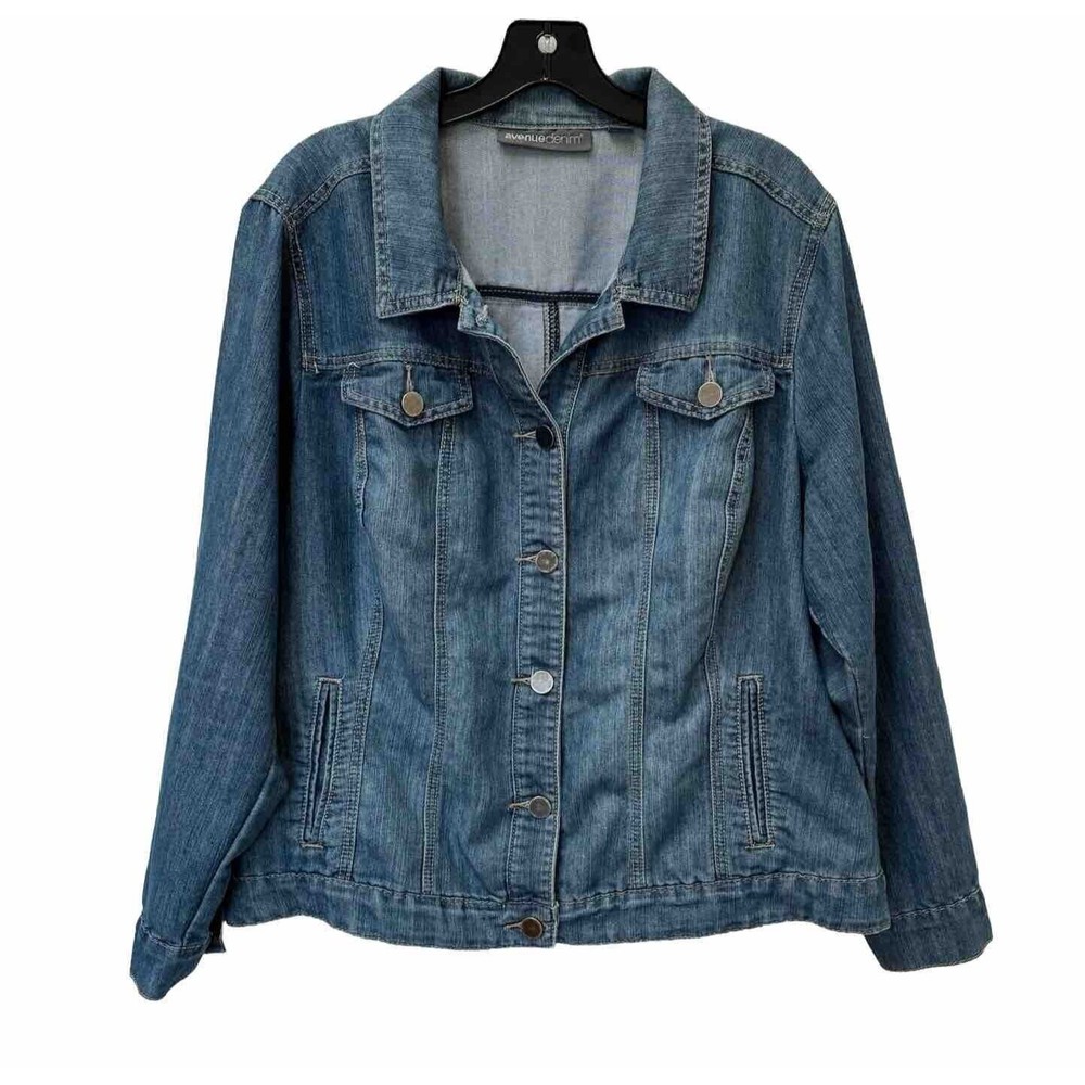 Avenue Women’s Size 18/20 Blue Medium Wash Long Sleeve‎ Denim Jacket
